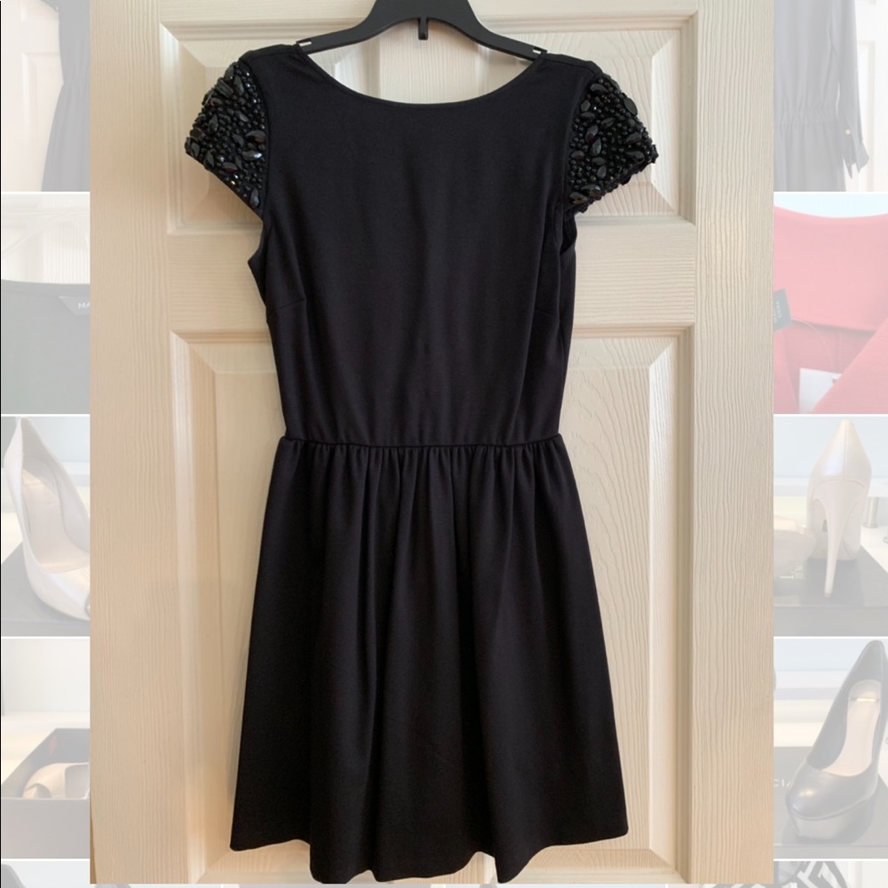 Black Aqua sequin shoulder dress